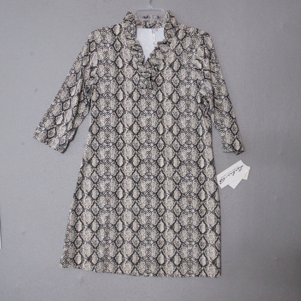 Lulu B Dress  Animal Snake Print Ruffle Neck UPF